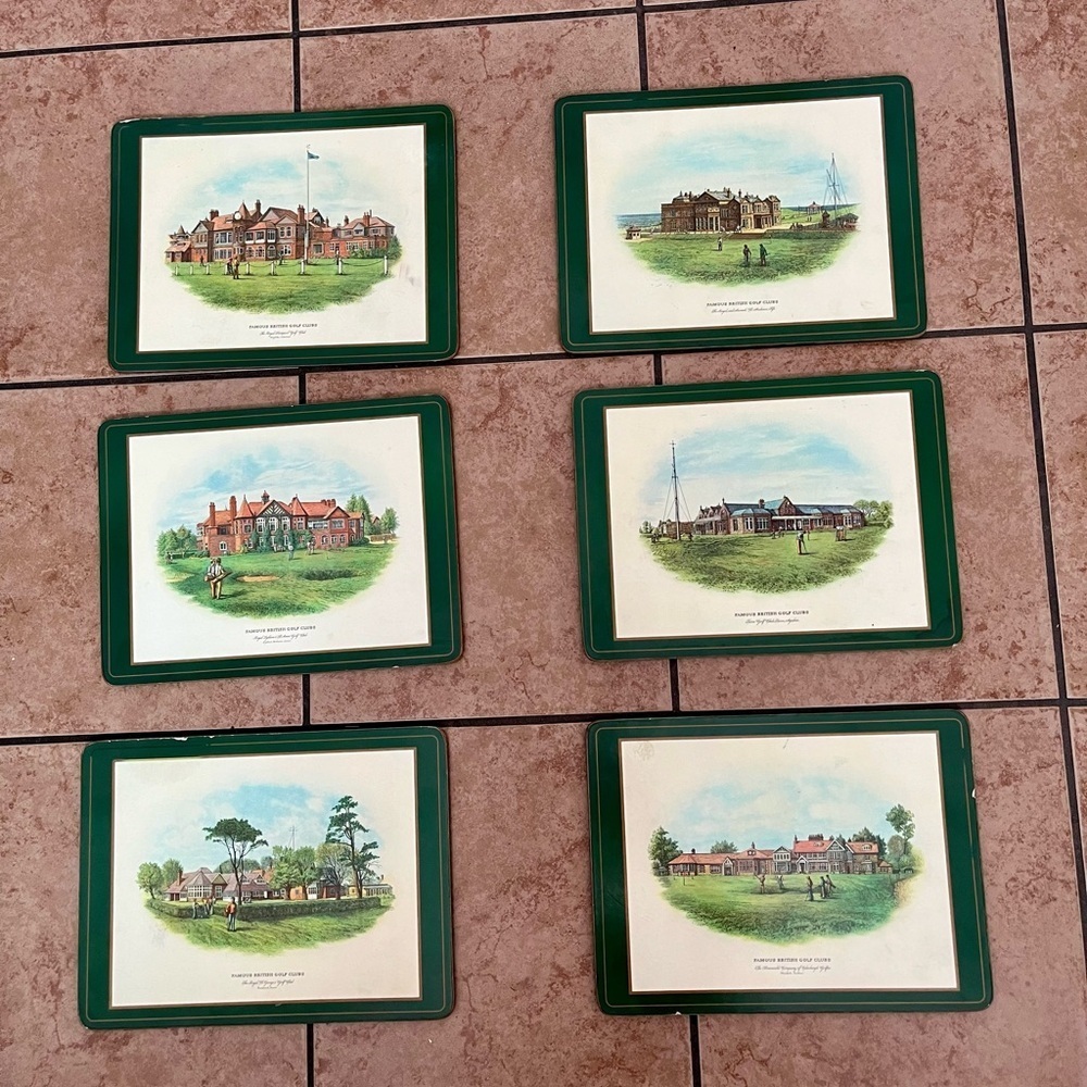 Set of 6 Vintage Golf Course Placemats 9/12 Inch